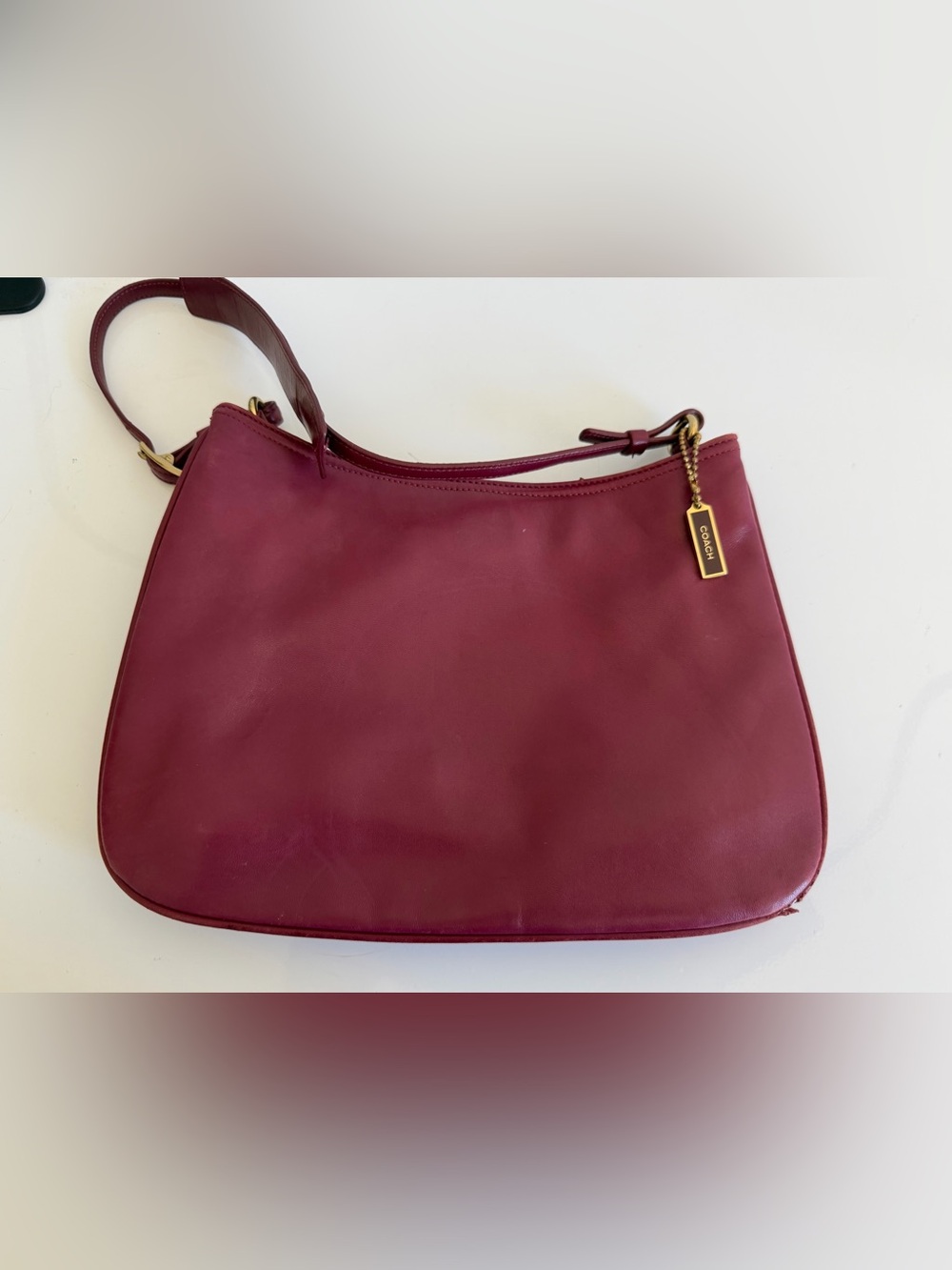 COACH Women's Leather Hobo Bag in Burgundy y2K